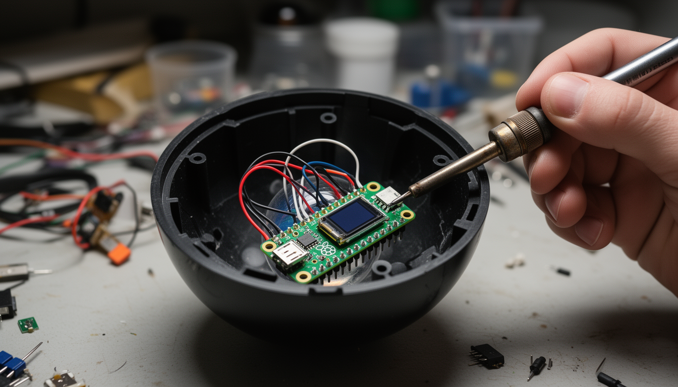 Сломанный шар предсказаний превратили в цифровой оракул на Raspberry Pi Pico с симуляцией физики